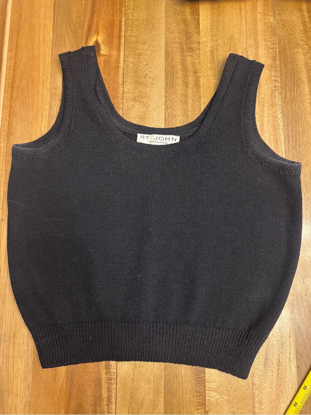 St. John Black Santana Sleeveless Knit Tank